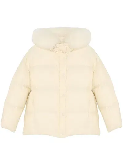 Yves Salomon Lambswool-trimmed Hooded Jacket In Neutrals