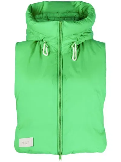 Yves Salomon Logo-patch Padded Waistcoat In Green