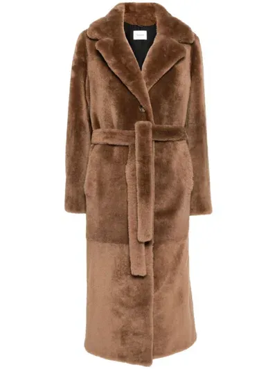 Yves Salomon Manteau Coat In Brown