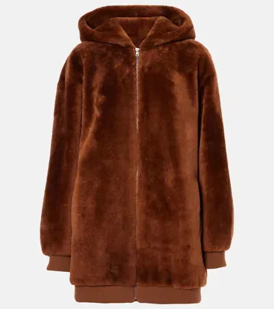 Yves Salomon Meteo Shearling Jacket In Braun