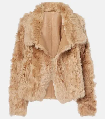 Yves Salomon Meteo Veste Shearling Jacket In Beige