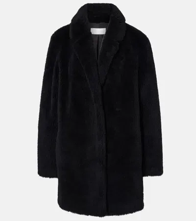 Yves Salomon Black Notched Lapel Coat In C99 Noir