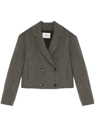 Yves Salomon Notched Lapel Jacket In Grau