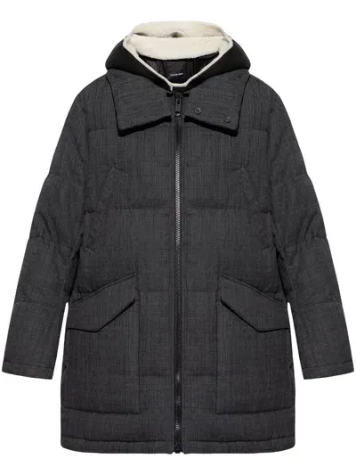 Yves Salomon Quilted Puffer Coat In 灰色