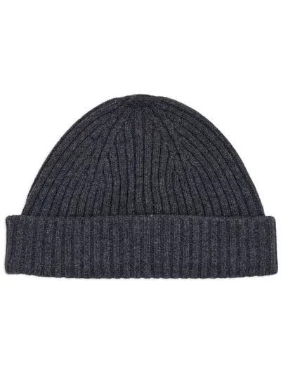 Yves Salomon Ribbed-knit Beanie In Grey