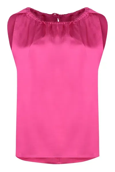 Yves Salomon Satin Blouse In Fuchsia