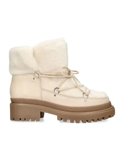 Yves Salomon Shearling Ankle Boots In White