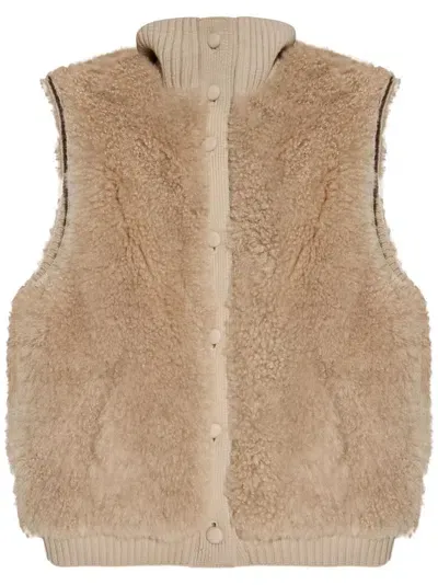 Yves Salomon Shearling Gilet In Neutrals