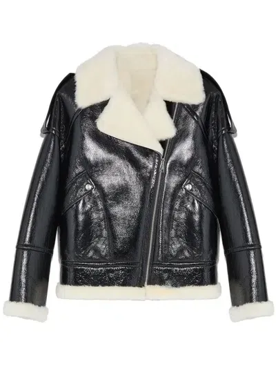 Yves Salomon Shearling-lining Biker Jacket In Black