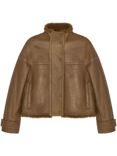 Yves Salomon Shearling-lining Jacket In Brown