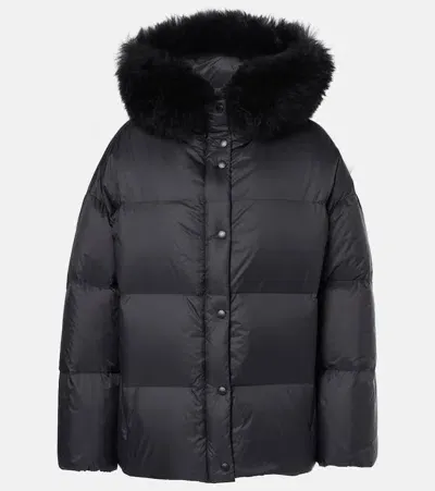 Yves Salomon Shearling-trimmed Down Jacket In Black