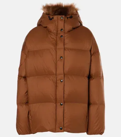 Yves Salomon Daunenjacke Mit Shearling In Orange