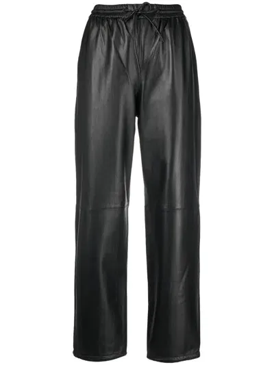 Yves Salomon Straight-leg Lambskin Trousers In Black