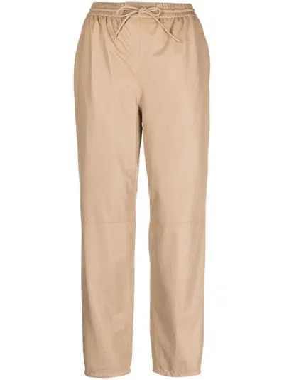 Yves Salomon Straight-leg Lambskin Trousers In Nude