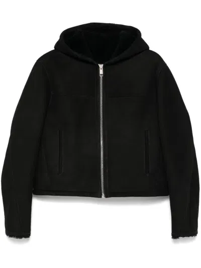 Yves Salomon Suede Jacket In Black