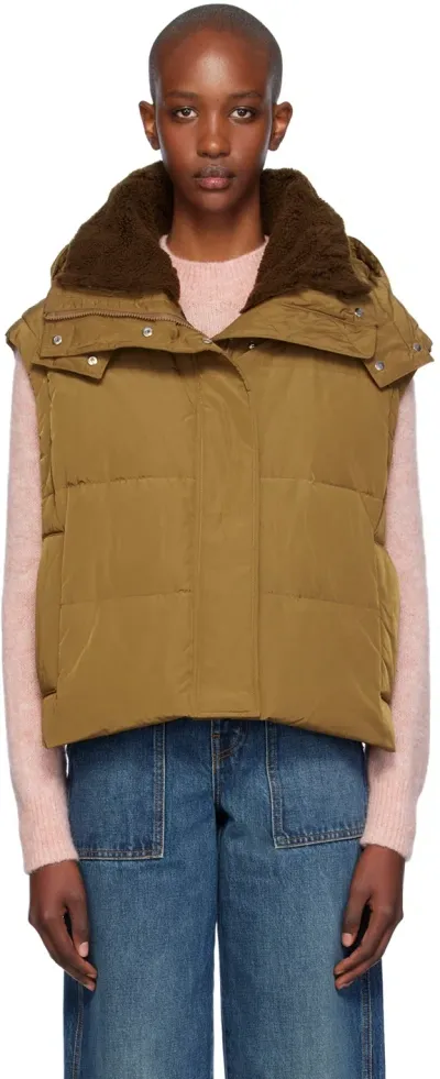 Yves Salomon Tan Ultralight Down Vest In Nuts