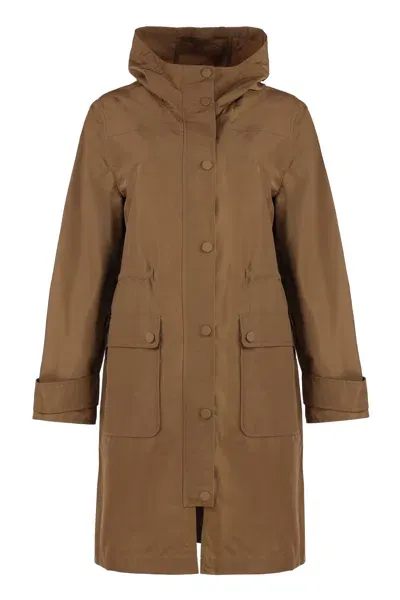 Yves Salomon Technical Fabric Parka In Camel