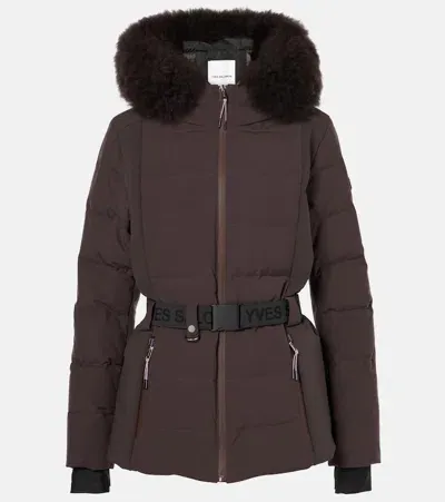 Yves Salomon Veste 64cm Shearling-trimmed Ski Jacket In Brown