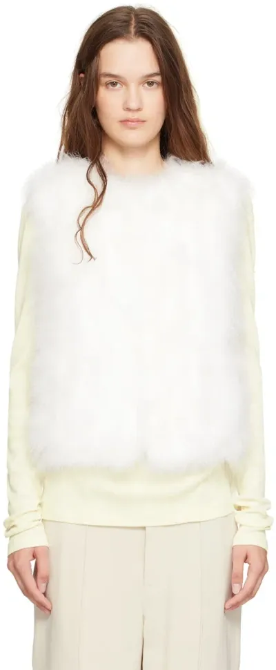 Yves Salomon White Feather Vest In A1006 Meringue