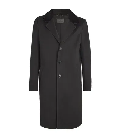 Yves Salomon Wool-cashmere Mink-collar Coat In Black