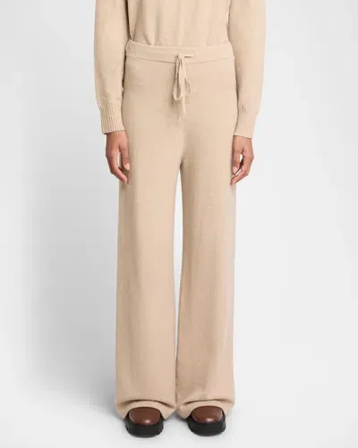 Yves Salomon Wool Drawstring Pants In Ficelle