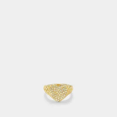 Yvonne Léon Yvonne Leon Set Heart Signet Ring & Wave Ring Diamonds In Gold