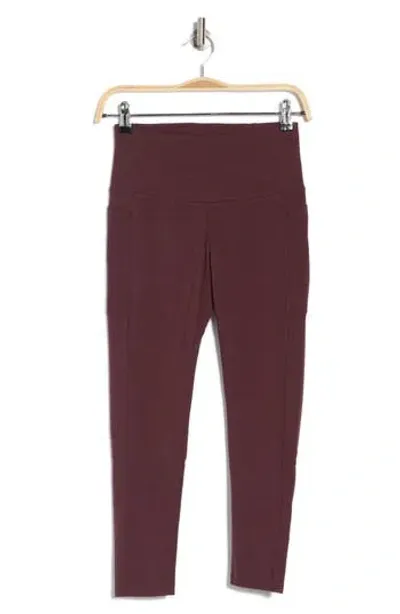 Z By Zella Perform High Waist Heather 7/8 Pocket Leggings In Burgundy Fudge