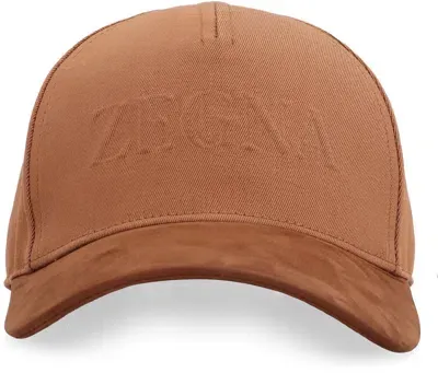 Z Zegna Logo Embossed Baseball Cap In Brown