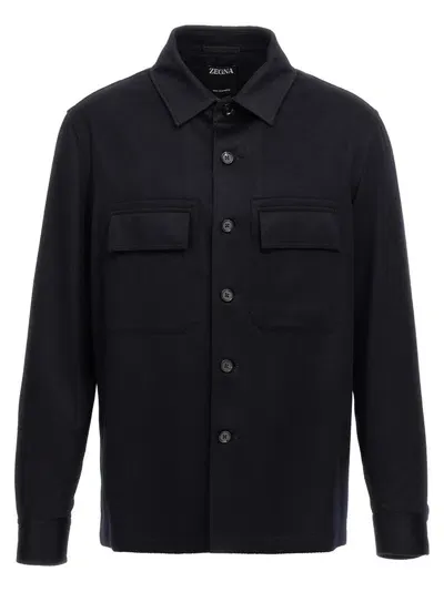 Z Zegna Slingle Breasted Long Sleeved Jacket In Blue