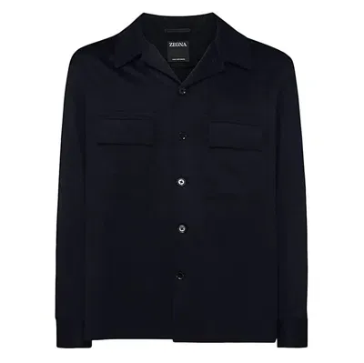 Z Zegna Slingle Breasted Long Sleeved Jacket In Navy