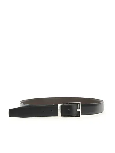 Z Zegna Zegna Logo Detailed Buckle Belt In Black