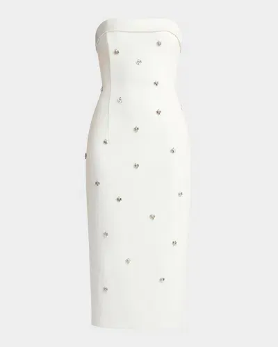 Zac Posen Crystal-embellished Tuxedo Midi Dress In White