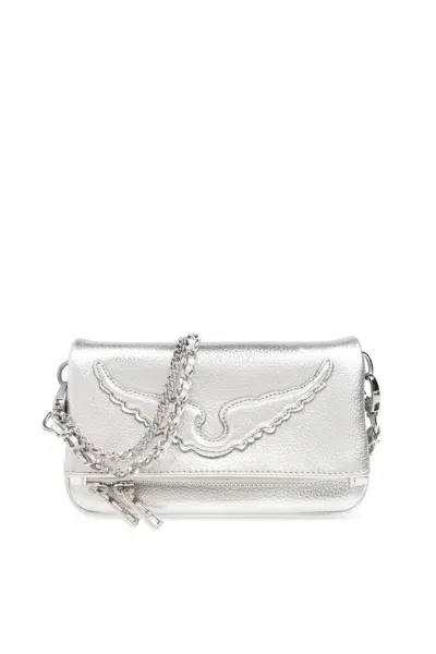 Zadig &amp; Voltaire Rock Nano Clutch Bag In Siler