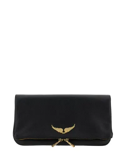 Zadig &amp; Voltaire Rocky Shoulder Bag In Noir Gold