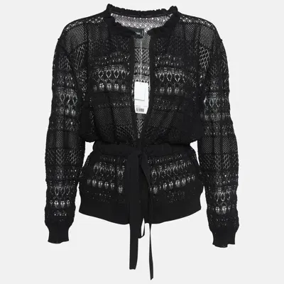 Pre-owned Zadig & Voltaire Black Crochet Knit Wrap Maddie Cardigan S