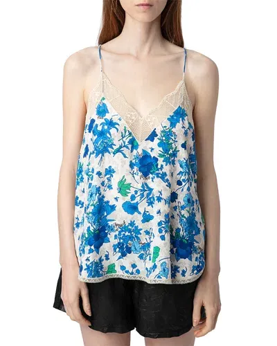 Zadig & Voltaire Christy Floral-print Top In Ecru