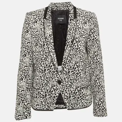 Pre-owned Zadig & Voltaire Deluxe Leopard Jacquard Vegam Blazer M In Black