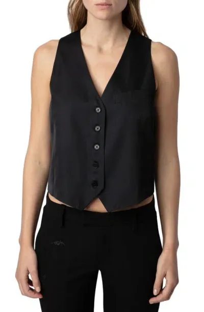 Zadig & Voltaire Emaux Sleeveless Satin Top In Noir