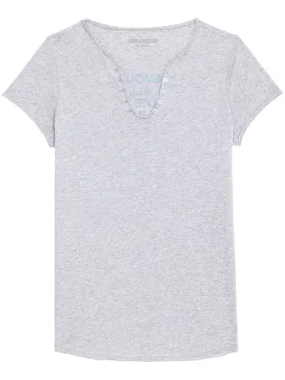 Zadig & Voltaire Graphic-print Cotton T-shirt In Gris Moyen