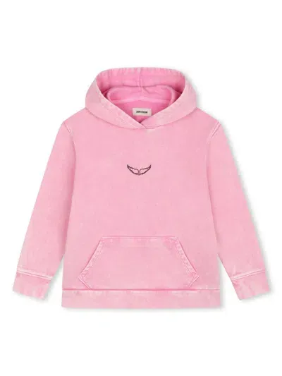 Zadig & Voltaire Kids' Graphic-print Hoodie In Pink