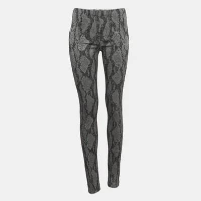 Pre-owned Zadig & Voltaire Grey Python Print Crepe Skinny Pants M