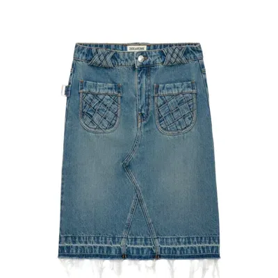 Zadig & Voltaire Jingle Midirock Aus Denim In Light Blue