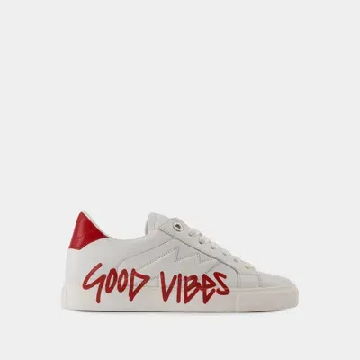 Zadig & Voltaire La Flash Good Vibes Sneakers - Leather - White