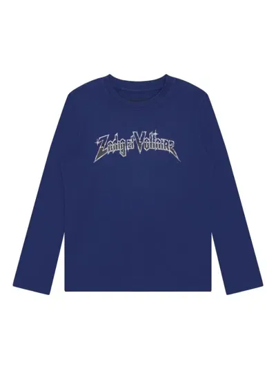 Zadig & Voltaire Kids' Logo-print Long-sleeve T-shirt In Blue