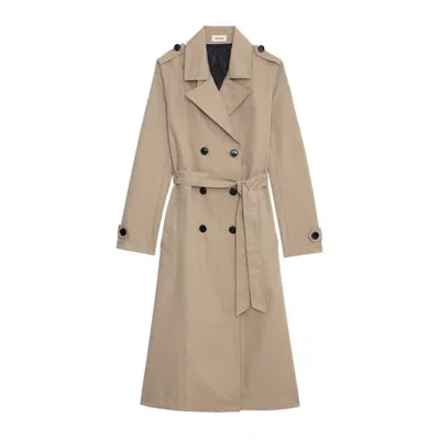 Zadig & Voltaire Mandy Trench Maxi Coat In Neutrals