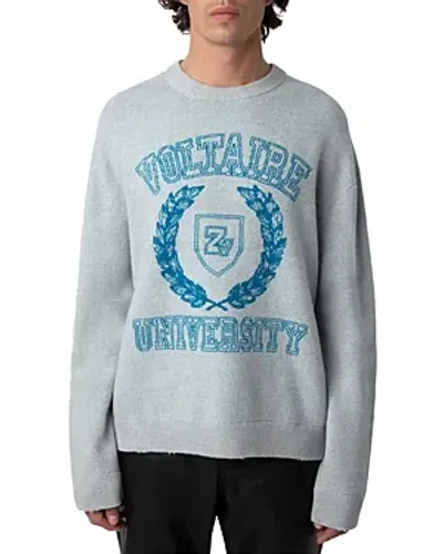 Zadig & Voltaire Marko Intarsia-logo Jumper In Light Grey