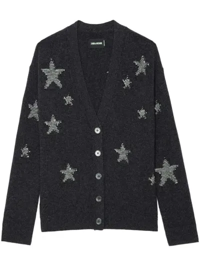 Zadig & Voltaire Mirka Stars Cardigan In Grey