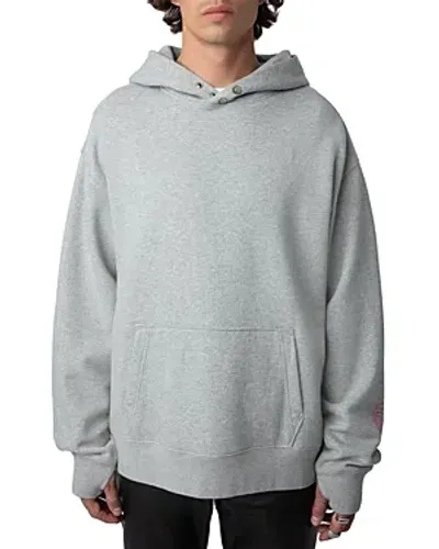 Zadig & Voltaire Nils Text Graphic Hoodie In Gris Chine