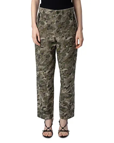 Zadig & Voltaire Camouflage-print Cotton Trousers In Grass