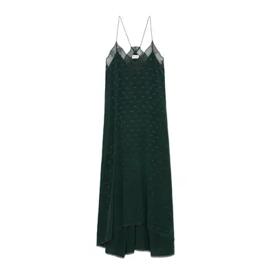 Zadig & Voltaire Risty Wings Silk Jacquard Dress In Green